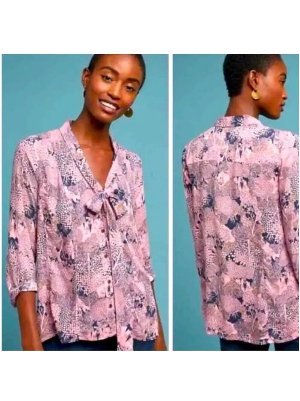 Anthropologie 52 conversations Print Blouse Size 0